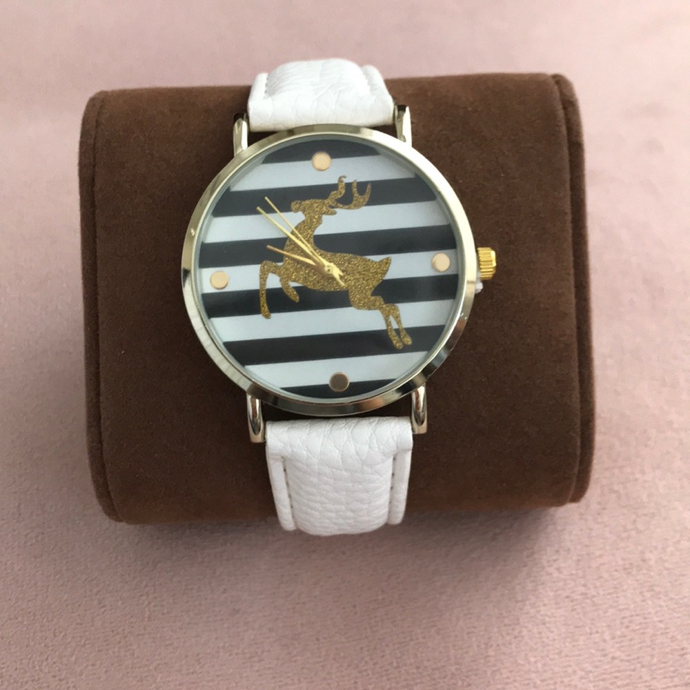Francesca's Leather Watch White Reindeer
